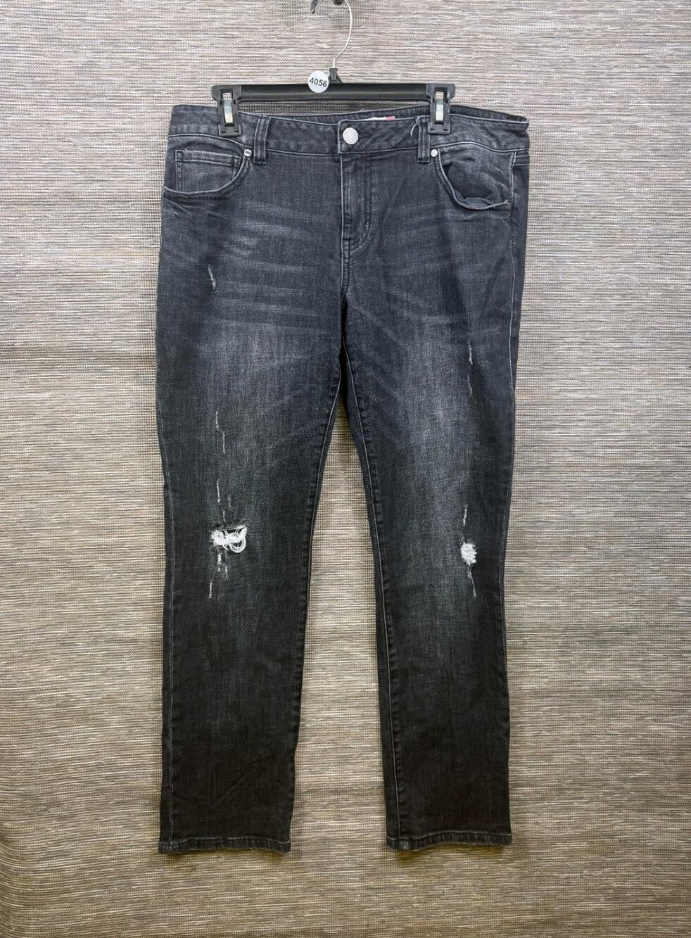 Cabi Jeans Slim Boyfriend Jean Womens Size 12 Black Gray Distressed Mid Rise